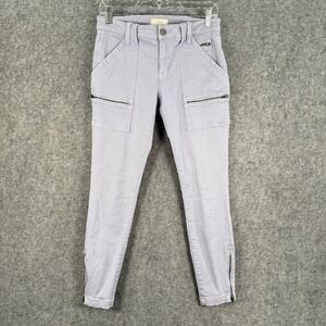 Joie Jeans Womens 28 Park Skinny Jeans Zipper Details Lavender Moto Cropped Pant
